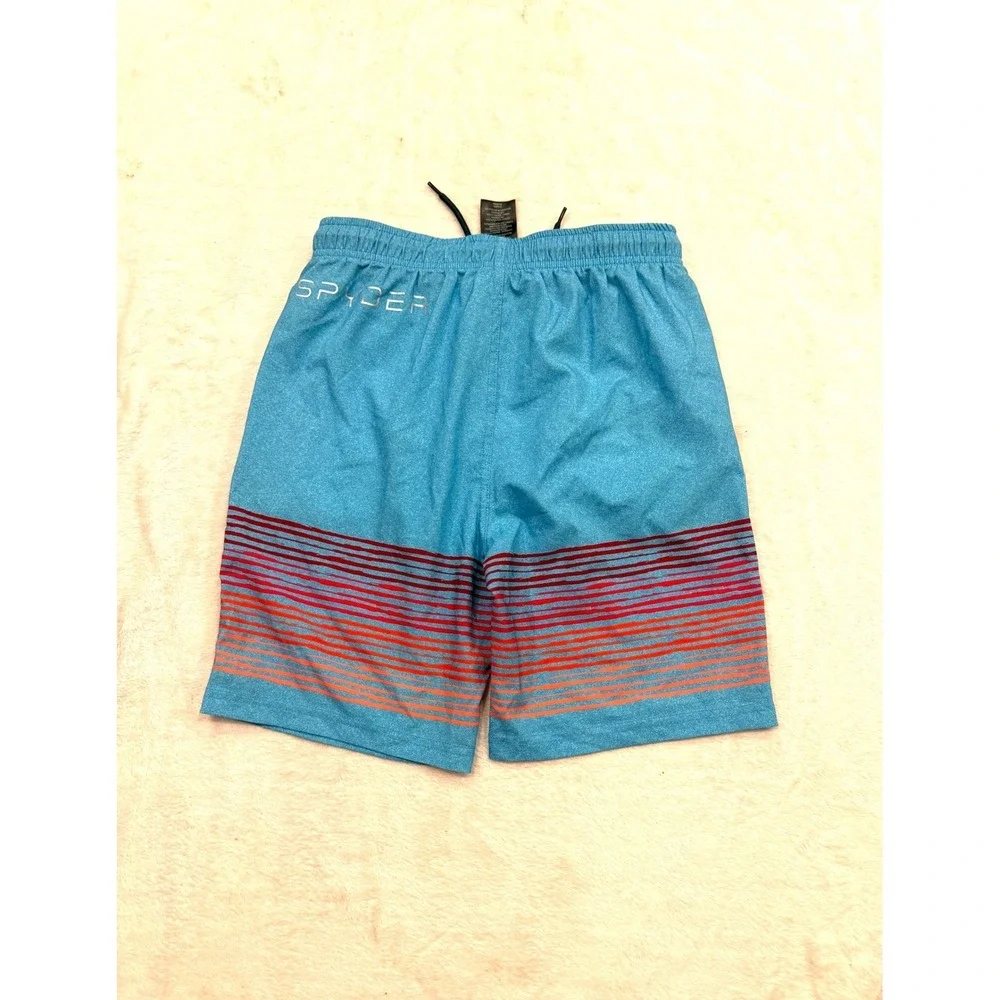 Spyder Mens‎ Swim Trunks Board Shorts Blue Red Striped Size Medium 10/12 1749649